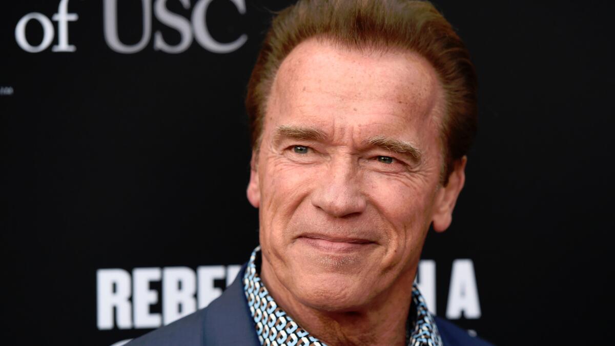 Arnold Schwarzenegger arrives at the Rebels With a Cause Gala in Santa Monica on May 11.Schwarzenegger got up close and personal with an elephant recently while on safari in South Africa.