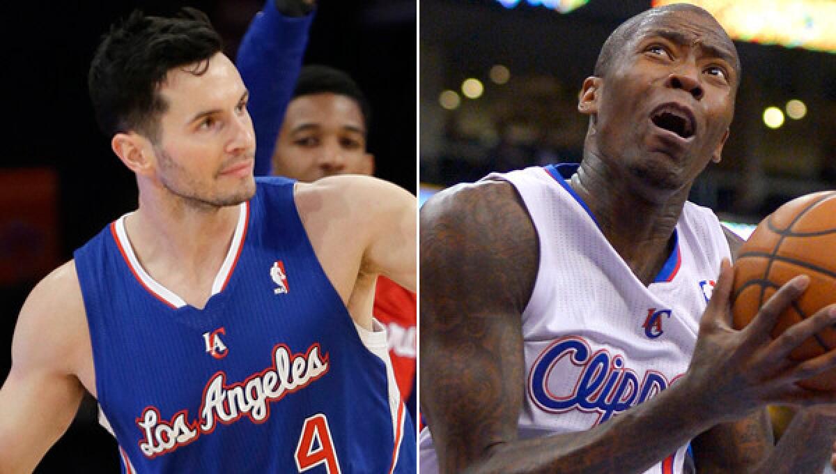 Clippers shooting guards J.J. Redick, left, and Jamal Crawford may have contrasting styles of play, but they offer a strong combination for the team's offensive needs.