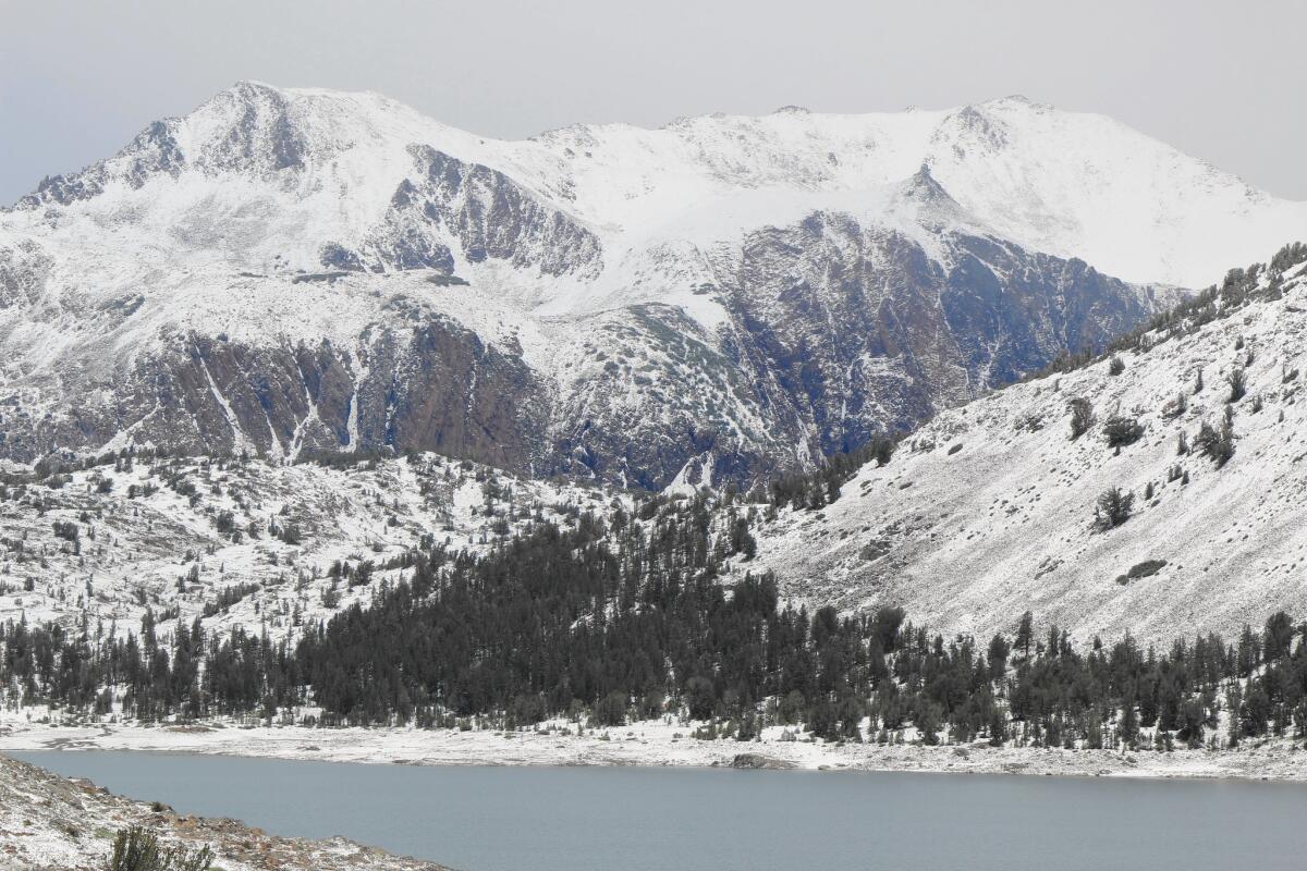 Fresh snow coats peaks in the Sierra Nevada on July 9. The strange weather is thought to be related to El Nino.