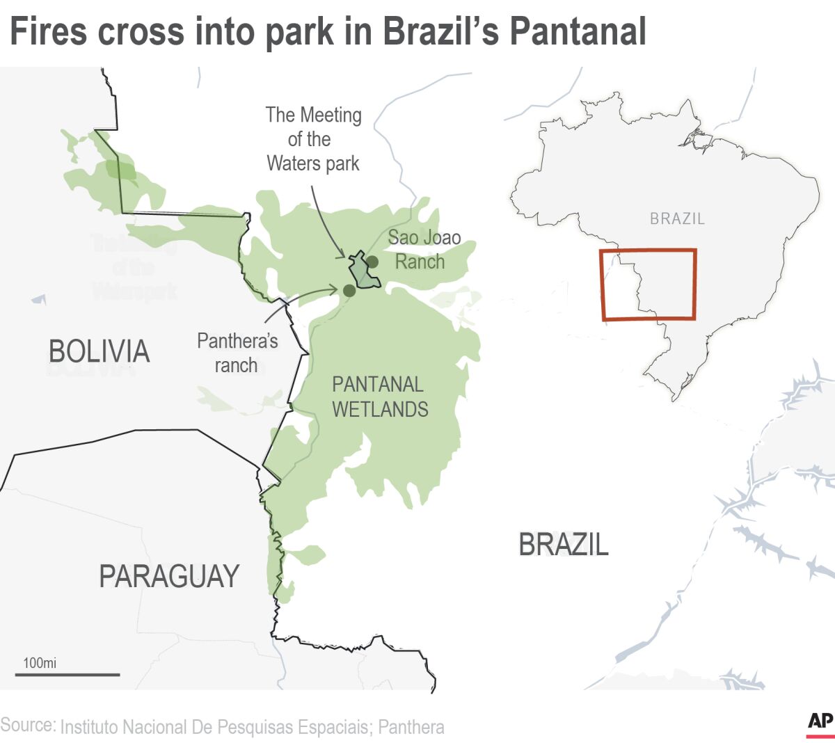 Wildfire has infiltrated a Brazilian state park known for its population of jaguars;