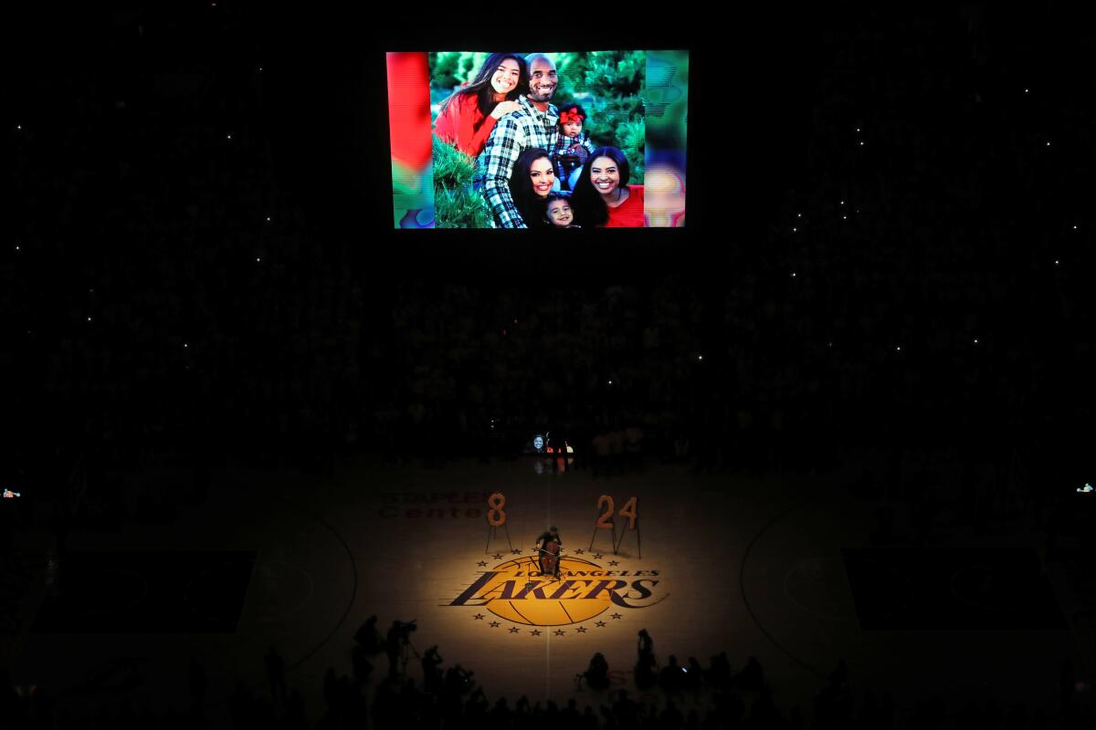 Cellist Ben Hong of the L.A. Philharmonic performs a tribute to Kobe Bryant on Jan. 31, 2019, at Staples Center.