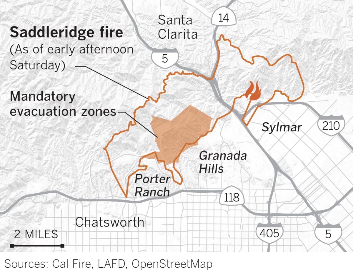 The L.A. Fire Department has established these evacuation zones for the Saddleridge fire near Chatsworth, Porter Ranch, Granada Hills and Sylmar.