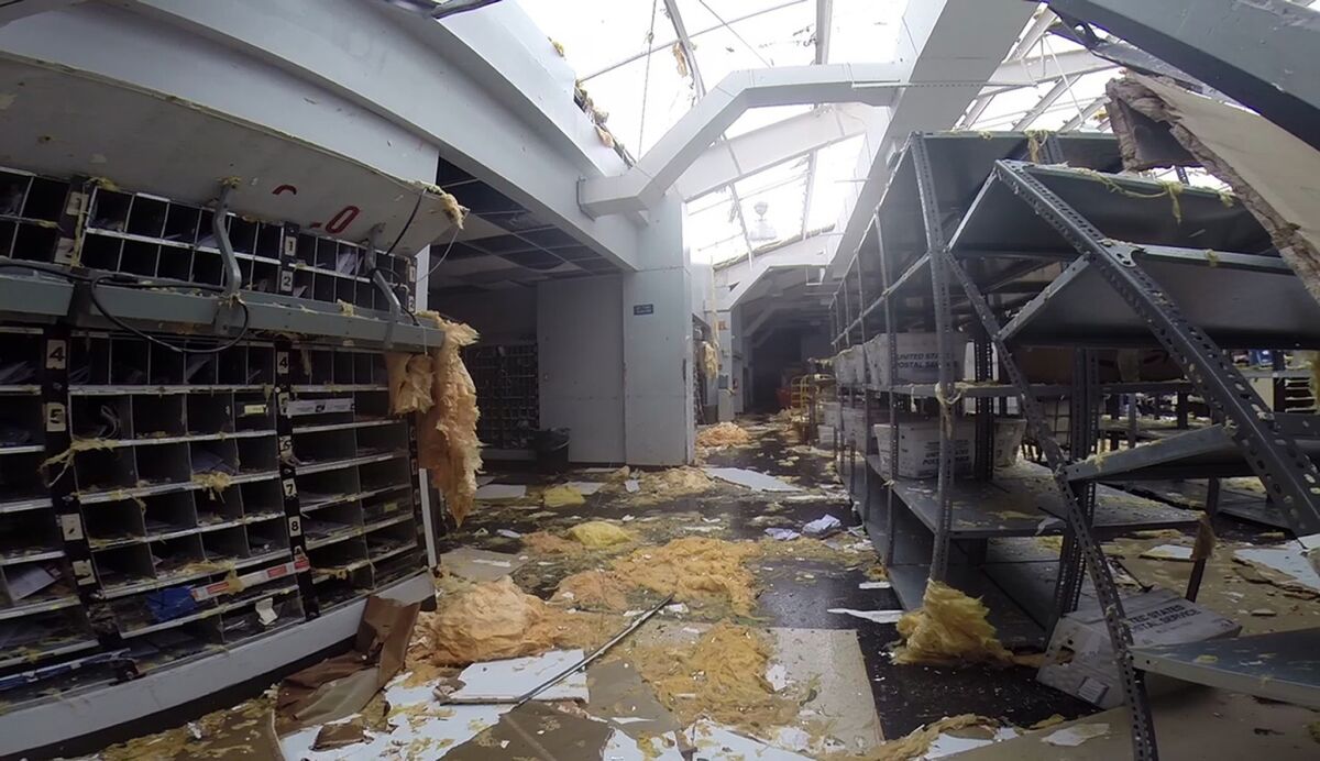 This image from video shows damage to a post office in St. Thomas, U.S. Virgin Islands.