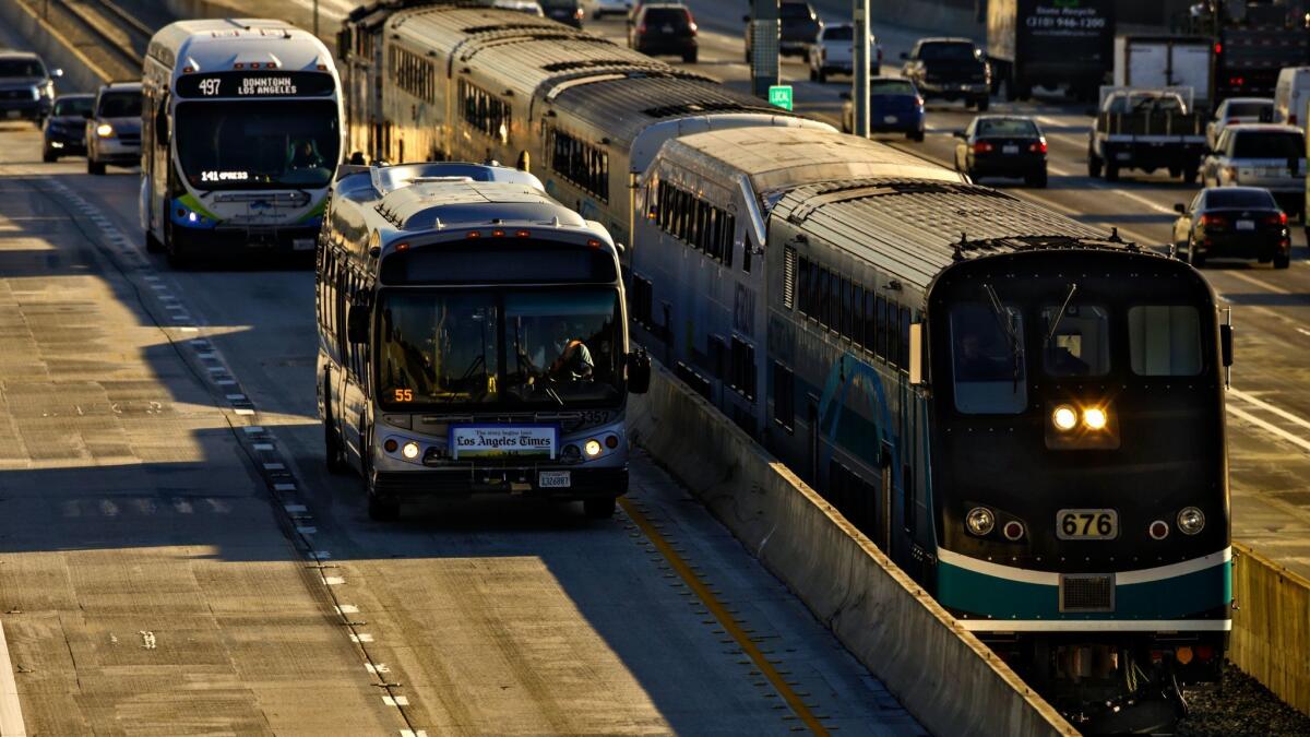 A Metrolink train on the San Bernardino line.