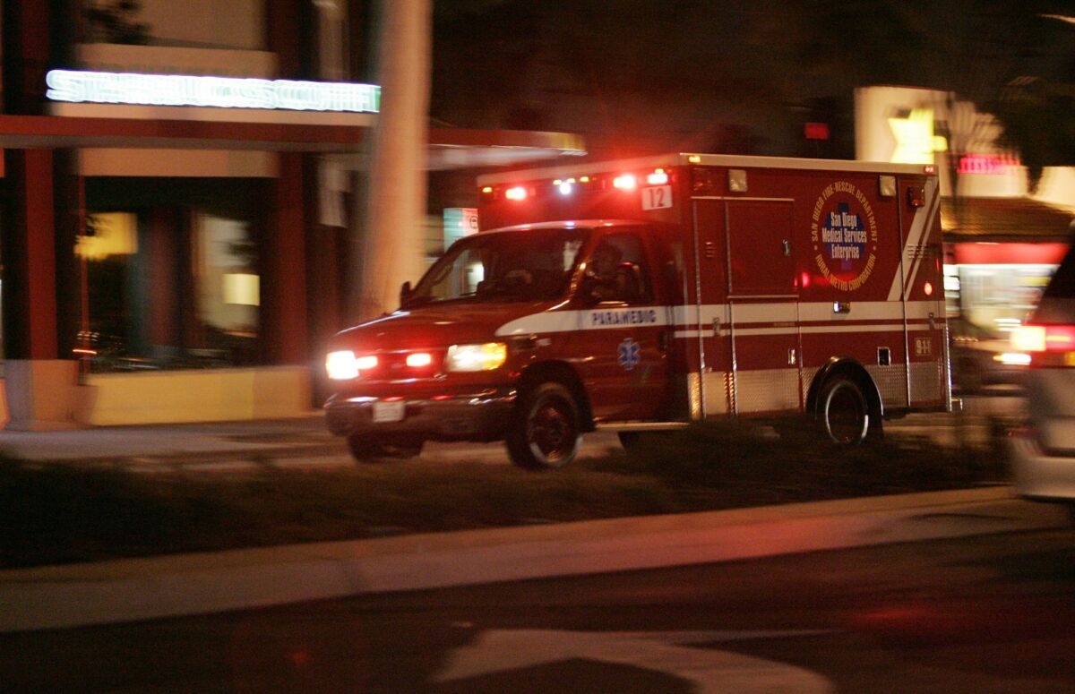 An ambulance heads to an emergency in San Diego. U-T file photo