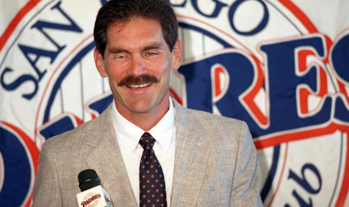A Padres backup catcher in the mid-1980s and later the third base coach, Bruce Bochy was introduced on Oct. 21, 1994 as the team's 15th manager, replacing Jim Riggleman, who signed with the Cubs.