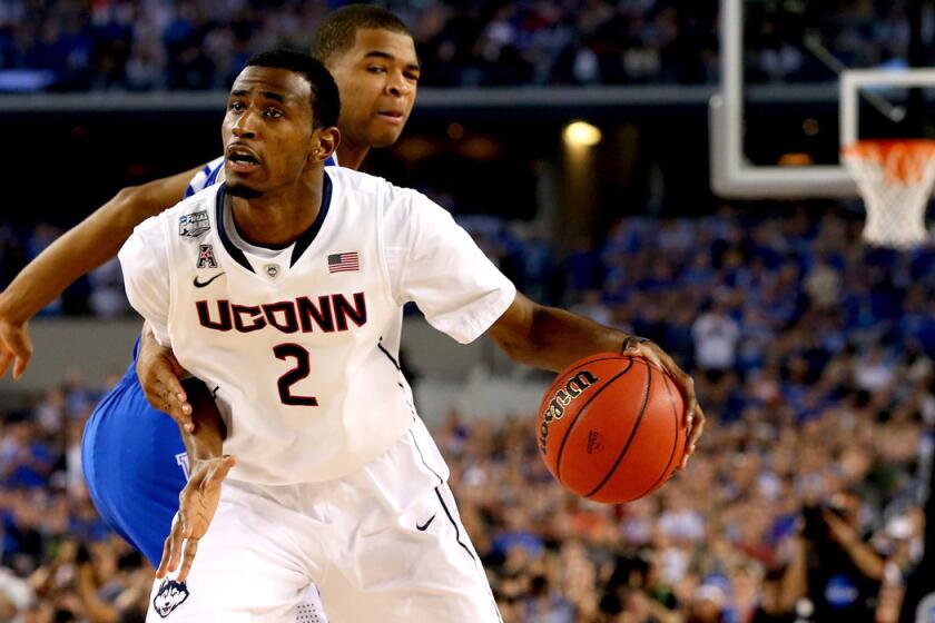 Connecticut forward DeAndre Daniels drives to the basket during the NCAA tournament final against Kentucky.