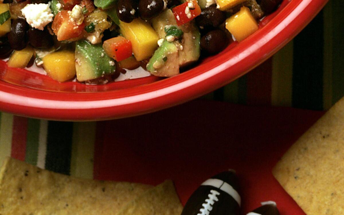 Black bean, tropical fruits and queso fresco salsa
