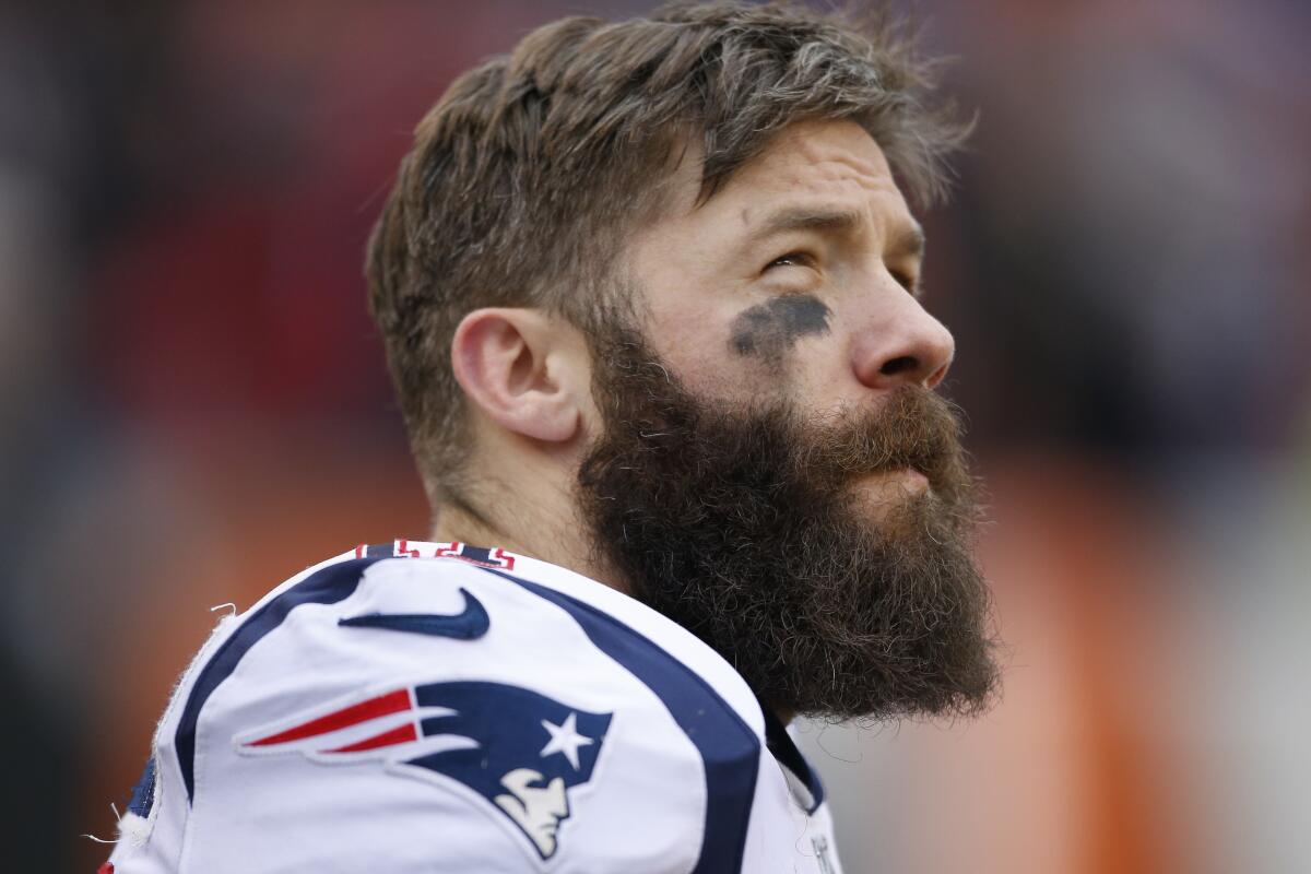 New England Patriots wide receiver Julian Edelman stands on the sidelines in the second half against the Cincinnati Bengals on Dec. 15, 2019, in Cincinnati. 