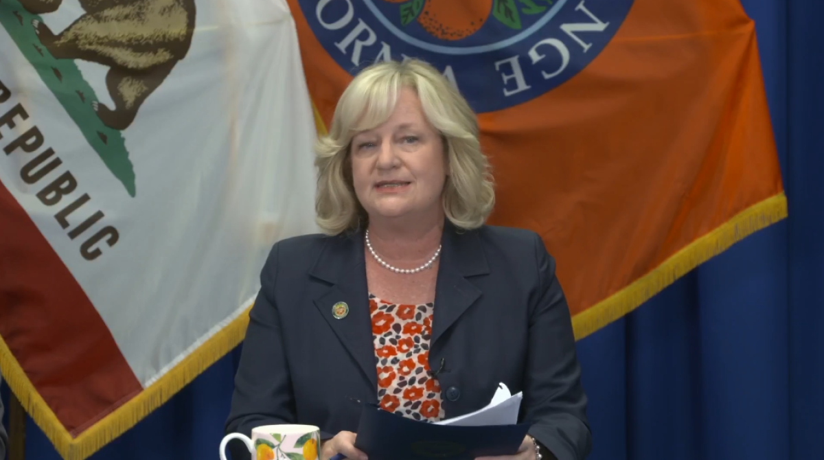 O.C. Supervisor Katrina Foley holds a briefing about the emergency housing voucher program.