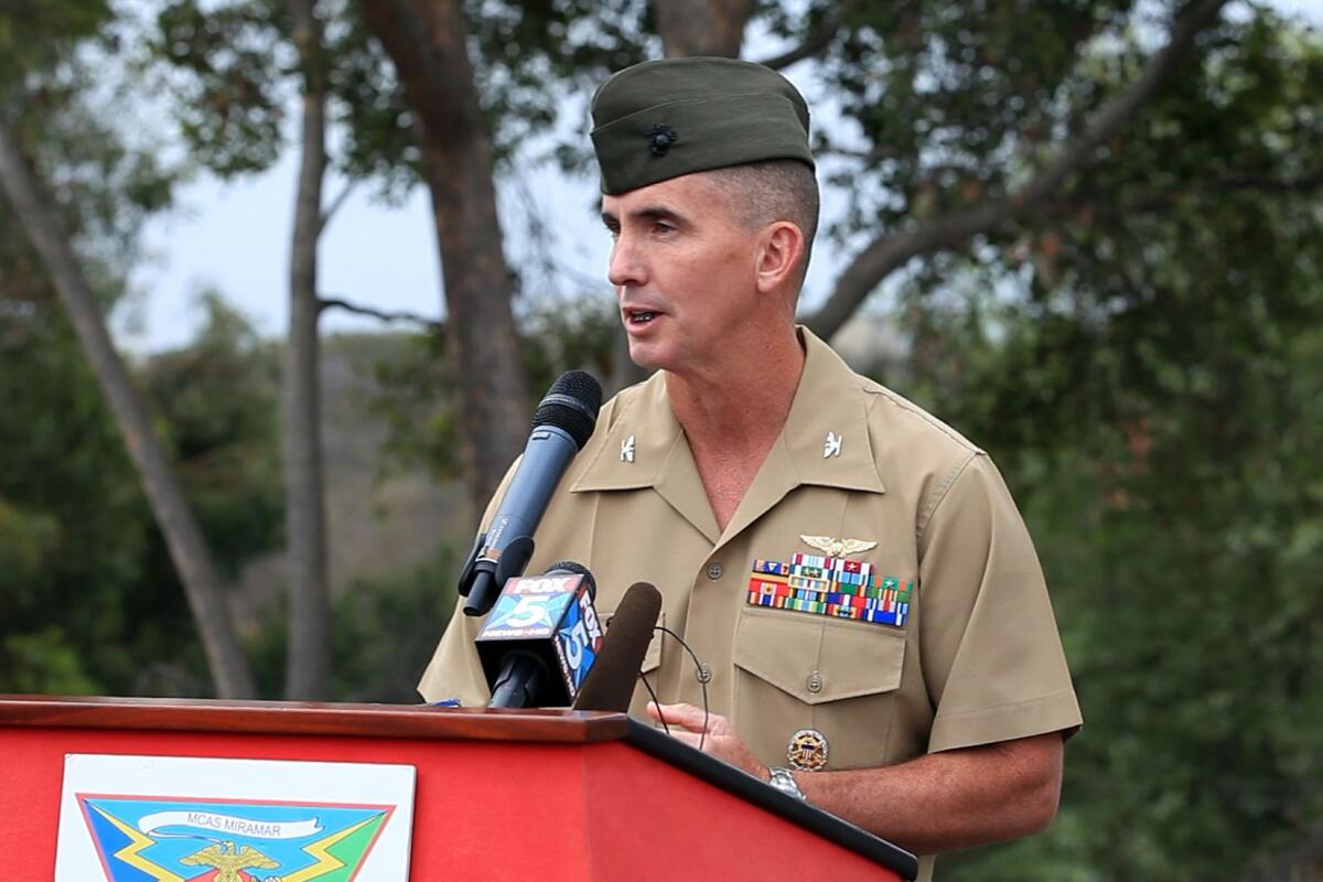 Early Thursday morning, Col. John Farnam met with news reporters at press conference just outside the east gate of MCAS Miramar to announce that this year's air show has been cancelled. — Nelvin C. Cepeda