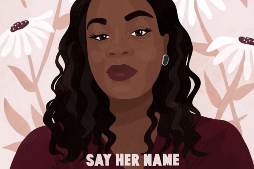 A piece of art for a campaign seeking justice on behalf of Breonna Taylor, killed by police in Louisville, Ky.