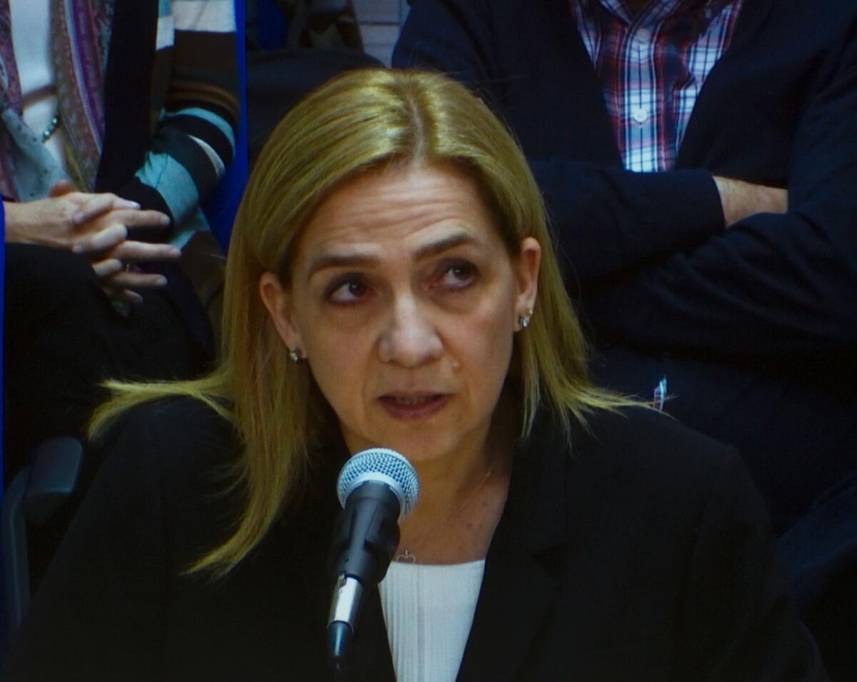 Spain's Princess Cristina takes the stand in her tax fraud trial in Mallorca.
