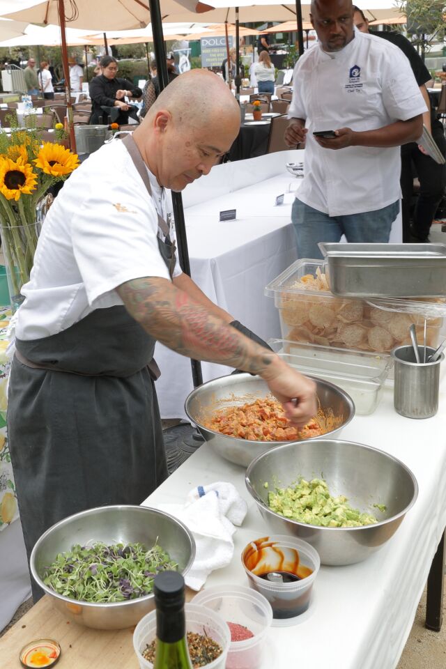 Vista Valley Country Club's executive chef Marlaw Seraspi makes San Diego Tuna Poki