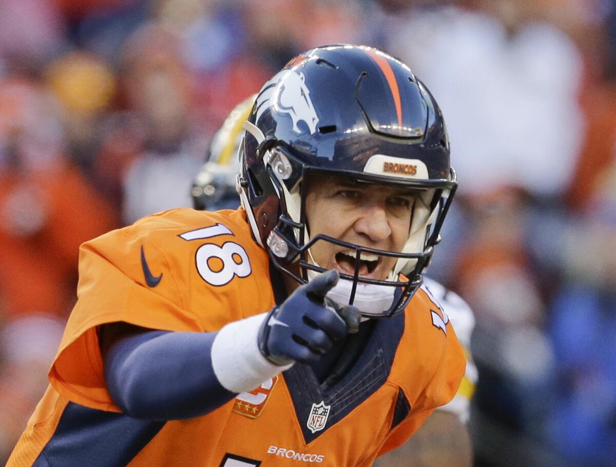 Denver Broncos quarterback Peyton Manning during a game against Pittsburgh on Jan. 17.