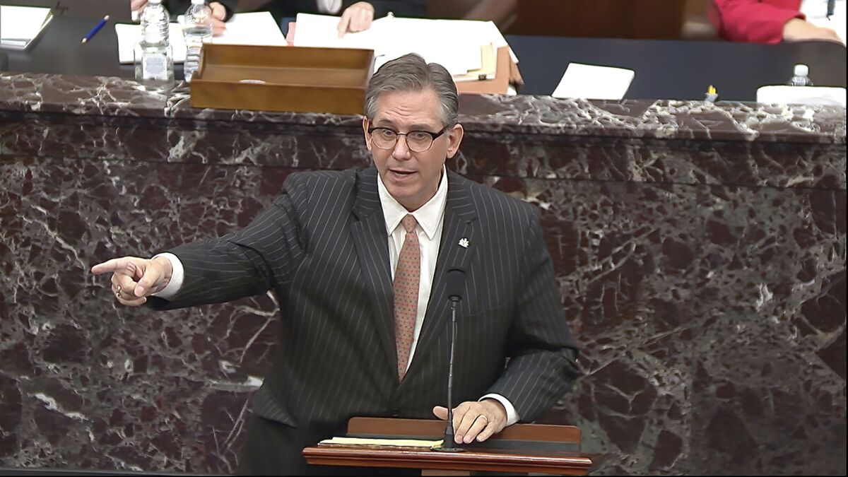 Attorney Bruce Castor speaks during the second impeachment trial of Donald Trump.