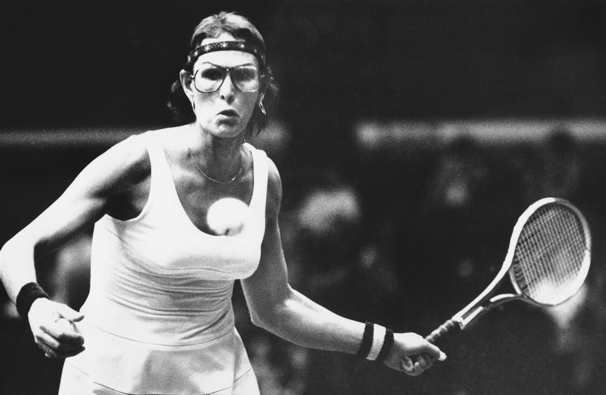 Renee Richards competes during a women's tennis tournament in Newport Beach in February 1978.