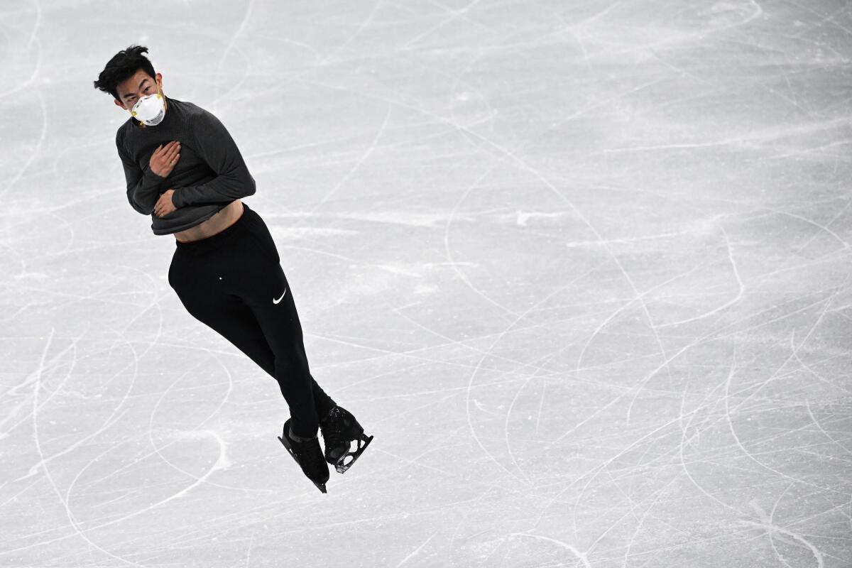 USA's Nathan Chen spins on the ice