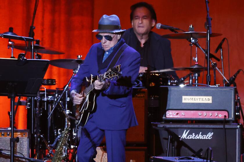 INGLEWOOD, CA OCTOBER 17, 2024 - Van Morrison performs onstage at "Life Is a Carnival: A Musical Celebration of Robbie Robertson" held at the Kia Forum on October 17, 2024 in Los Angeles, California. (Michael Blackshire/Los Angeles Times)