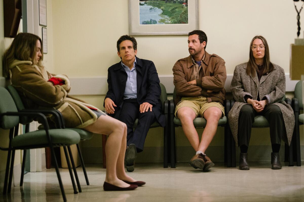 In "The Meyerowitz Stories," Elizabeth Marvel, right, appeared with, Adam Sandler, Ben Stiller and, at left, Grace Van Patten.
