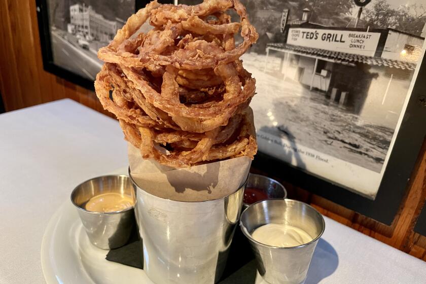 The onion rings from the Golden Bull in Santa Monica.