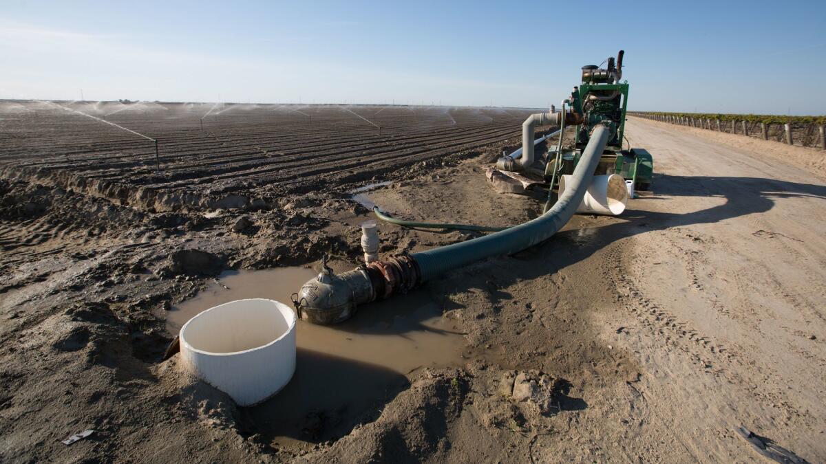 A pump helps to irrigate one of Don Cameron's fields at Terranova Ranch.