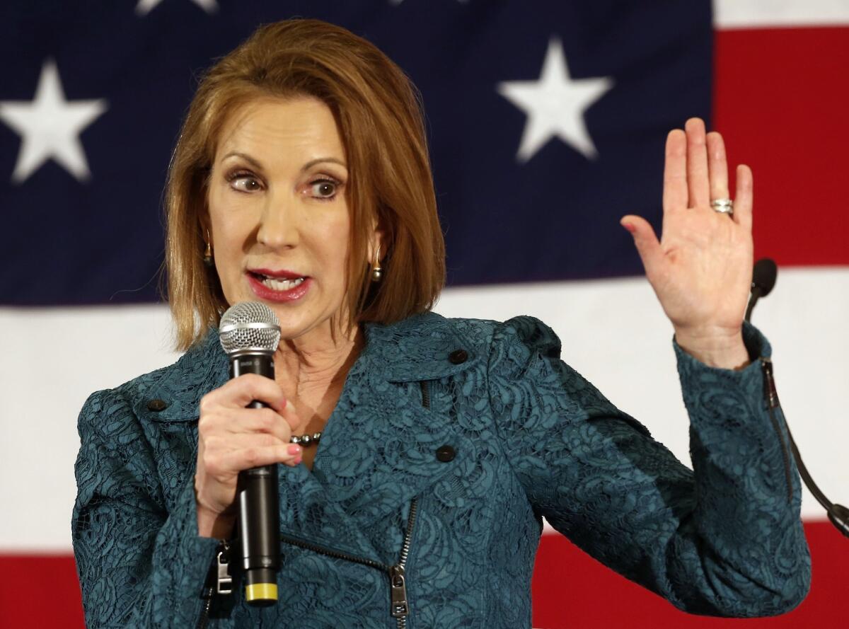 Carly Fiorina speaks at the Republican Leadership Summit in Nashua, N.H., last month. The former technology executive formally entered the 2016 presidential race on Monday.