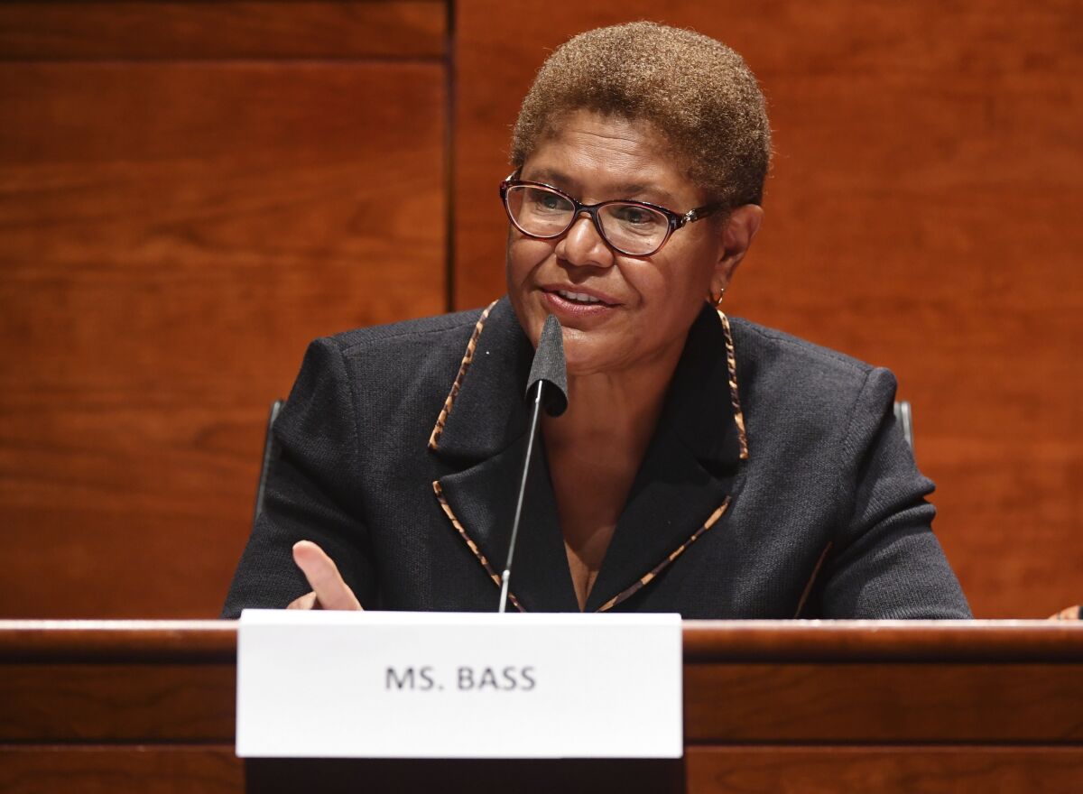 Rep. Karen Bass speaks during a House Judiciary Committee markup