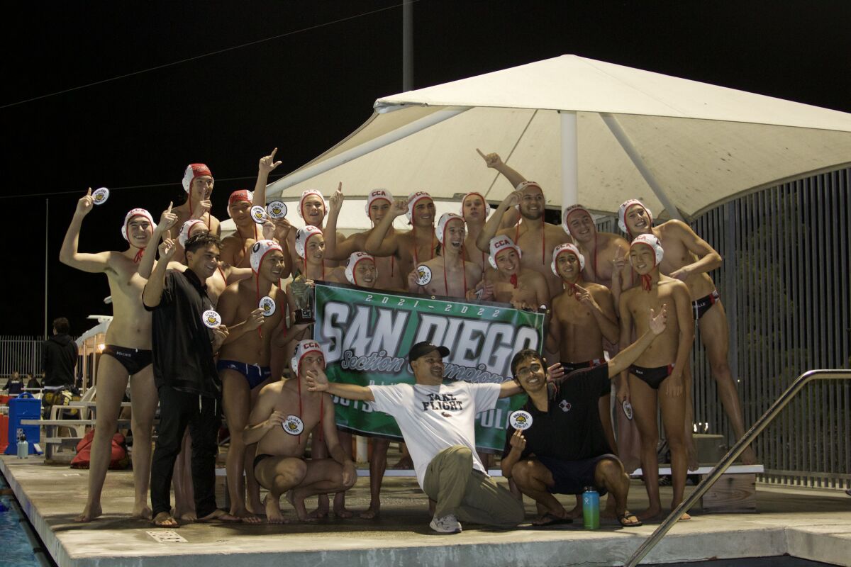 The champion Ravens water polo squad.