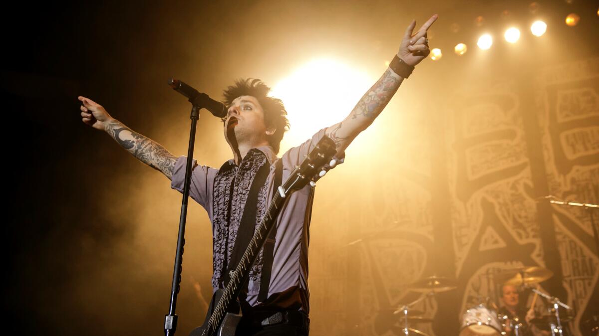 Billie Joe Armstrong of Green Day performs Monday night at the Palladium.