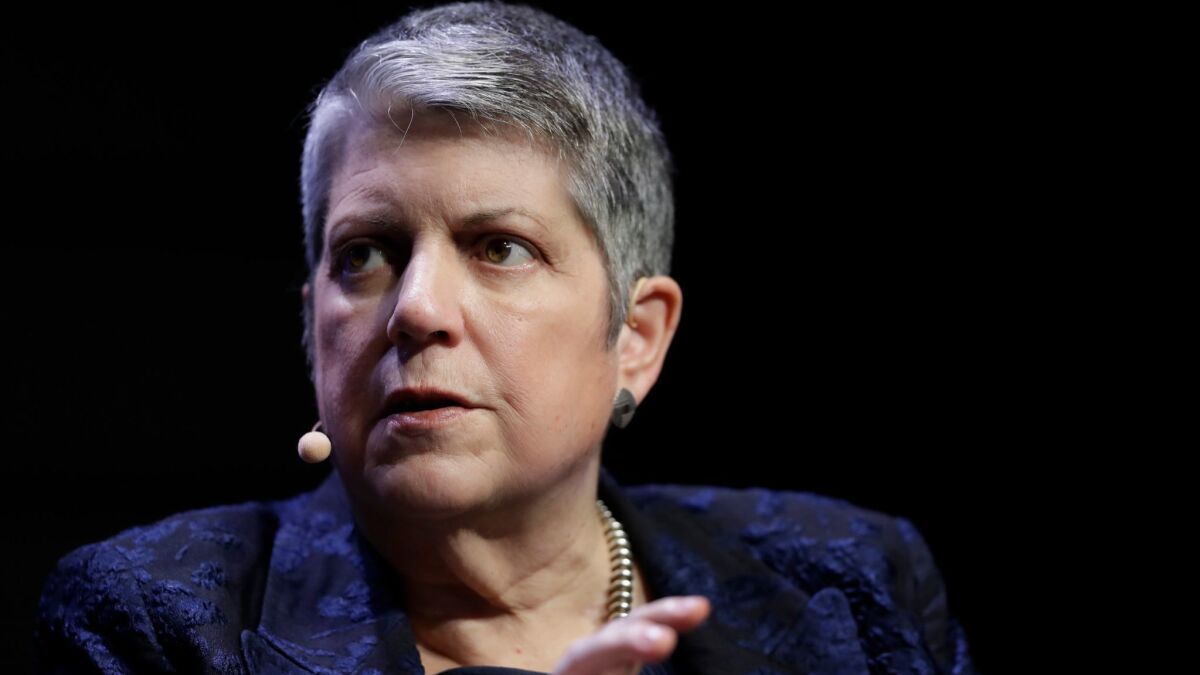 University of California President Janet Napolitano served as U.S. Homeland Security secretary in the Obama administration