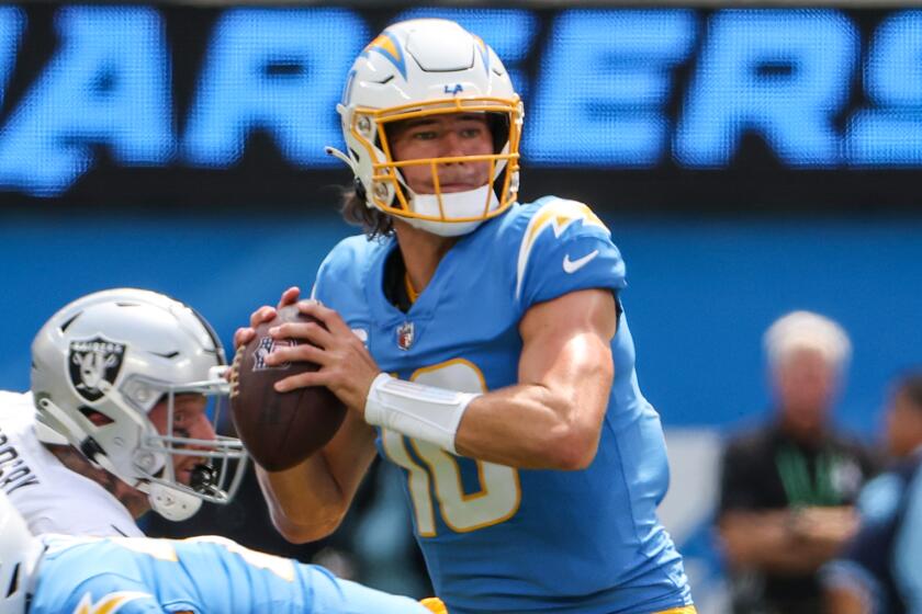 Inglewood, CA, Sunday, September 11, 2022 - Los Angeles Chargers quarterback Justin Herbert.