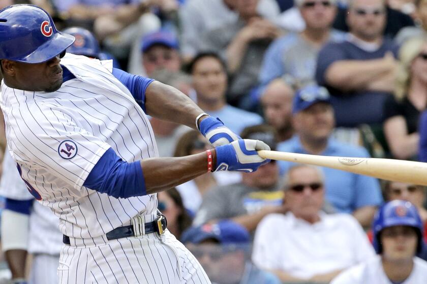Cubs outfielder Jorge Soler hits a two-run home run against the Kansas City Royals during the a game May 29 in Chicago.