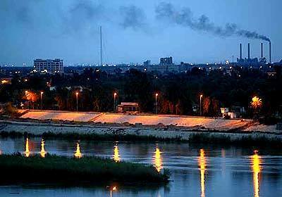 At dusk, Baghdad appears calm