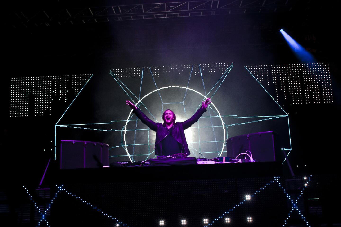 David Guetta performed his DJ set in the Sahara tent on the second day of week two of the Coachella Valley Music and Arts Festival, 2012.