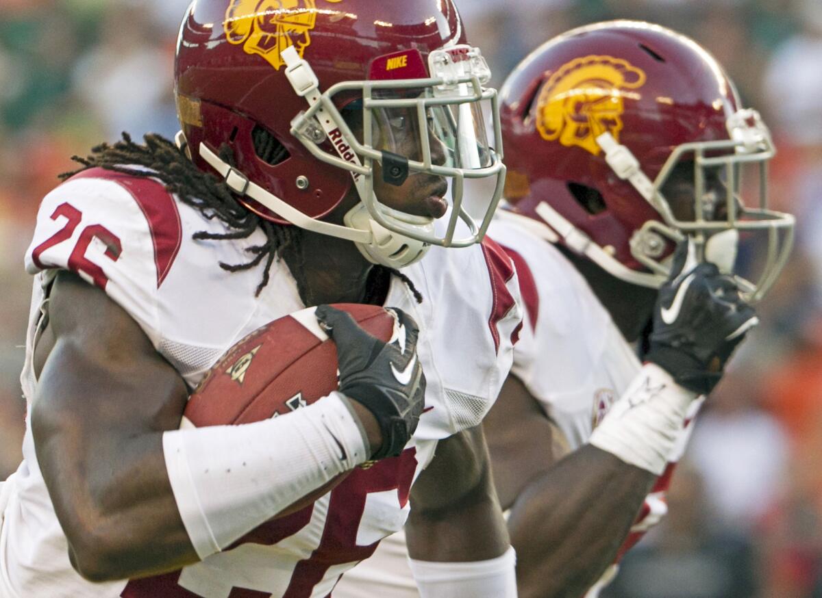 Josh Shaw runs back an interception for a touchdown against Hawaii last season.