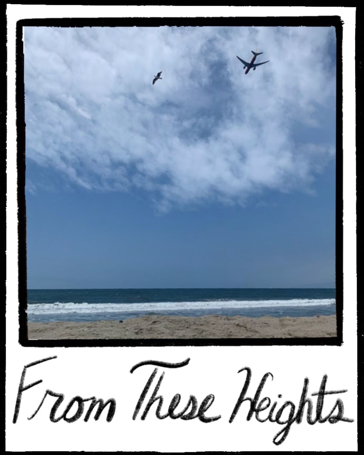 Photo of plane taking off over the beach near LAX.  