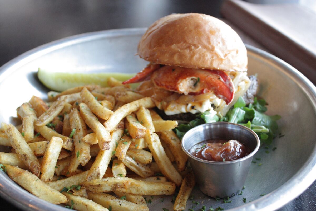 The Barleymash Surf N' Turf burger comes with a tequila and butter poached Maine lobster.