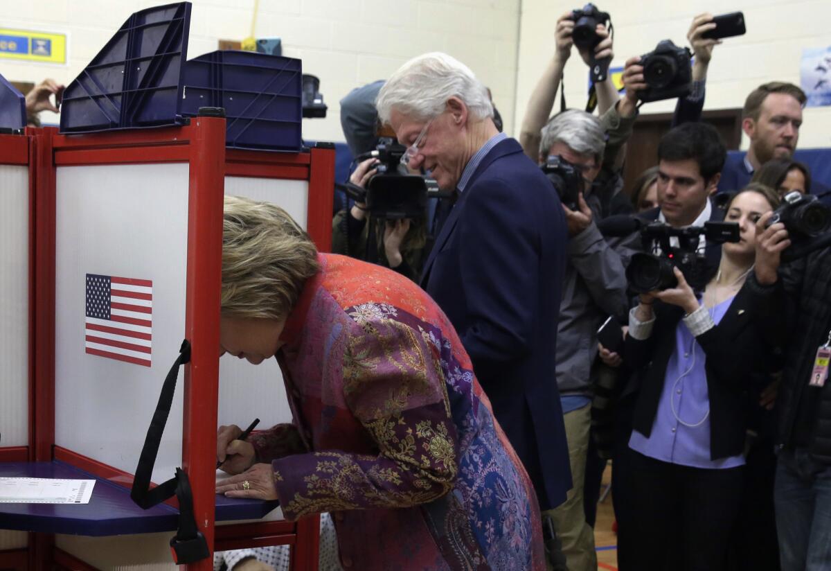 Hillary Clinton and Bill Clinton, both bestselling authors, cast their votes Tuesday in the New York primary.