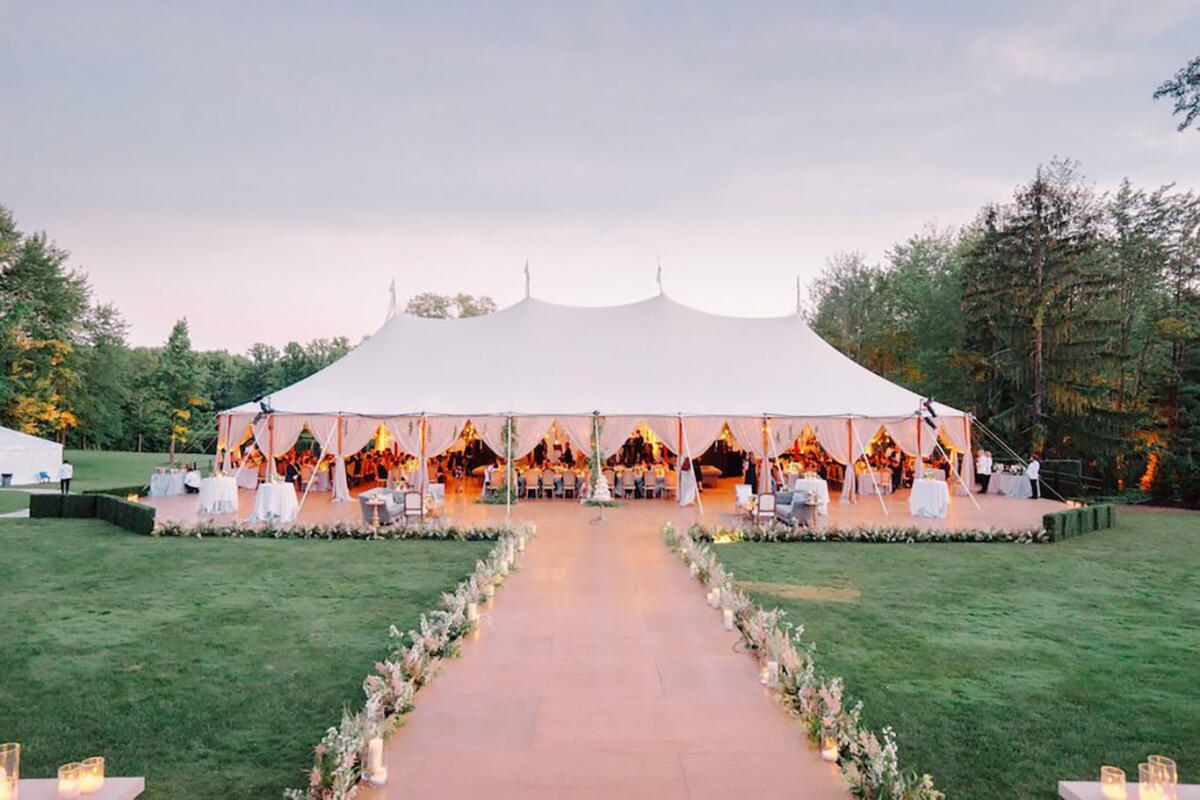 A backyard wedding tent.