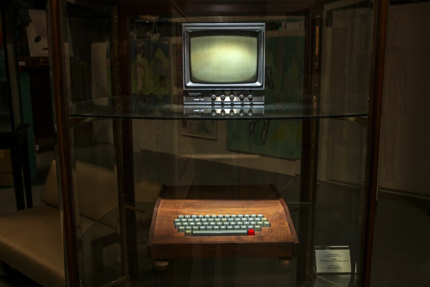Original Apple-1 is displayed with a 1986 Panasonic video monitor.