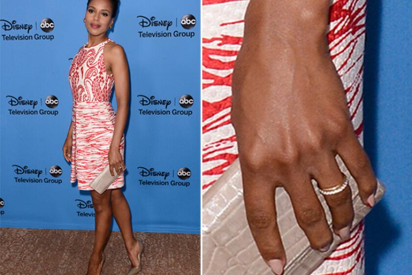 "Scandal" star steps out at a TCA event Sunday wearing her wedding ring.