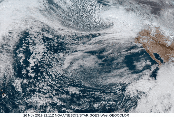 Satellite imagery of storm approaching California