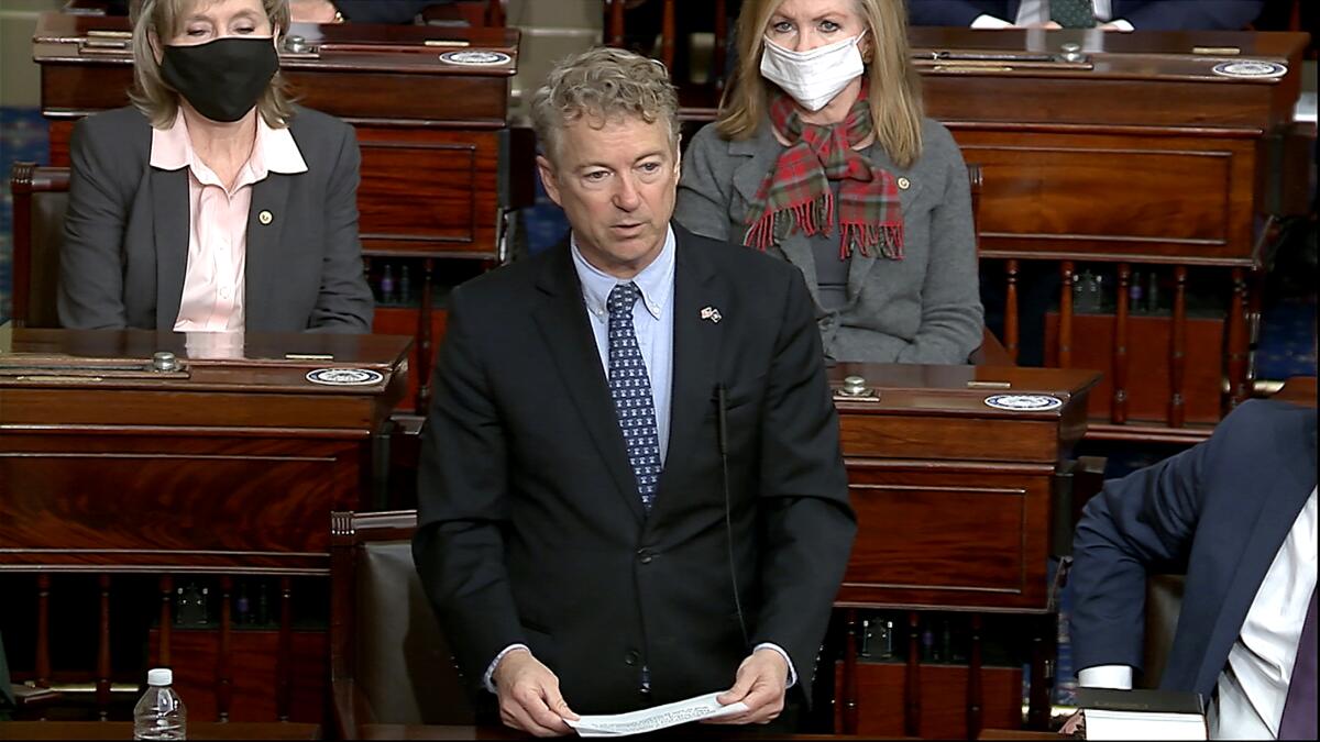 Sen. Rand Paul (R-Ky.) makes a motion that the impeachment trial against former President Donald Trump is unconstitutional. 