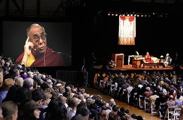 The Dalai Lama, Tibet's exiled spiritual leader, delivers a lecture titled "The Nature of Mind" to one of two sold-out events at UC Santa Barbara.