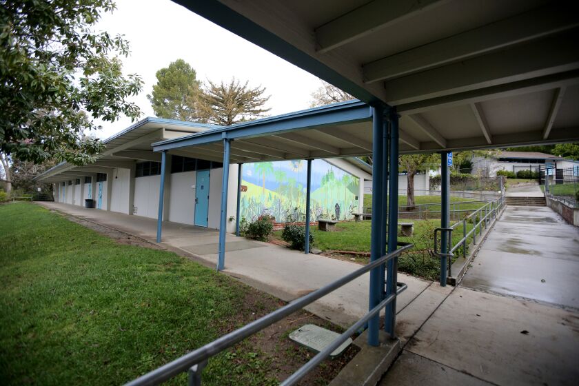 Palm Crest Elementary School is empty after students were ordered to stay home for a few weeks due to coronavirus precautions, in La Canada Flintridge on Tuesday, March 17, 2020.