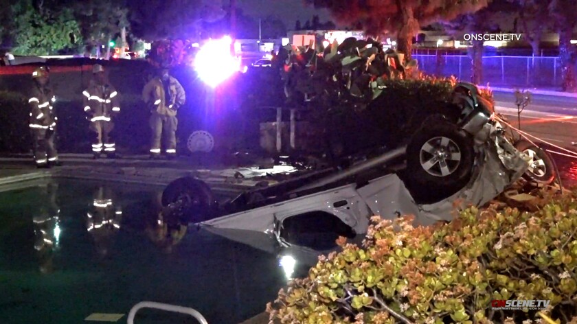 Truck in pool