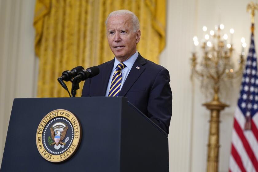 President Joe Biden speaks about the American troop withdrawal from Afghanistan, in the East Room of the White House, Thursday, July 8, 2021, in Washington. (AP Photo/Evan Vucci)