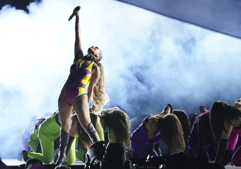 Jennifer Lopez performs at "Vax Live: The Concert to Reunite the World" on Sunday, May 2, 2021, at SoFi Stadium in Inglewood, Calif. (Photo by Jordan Strauss/Invision/AP)
