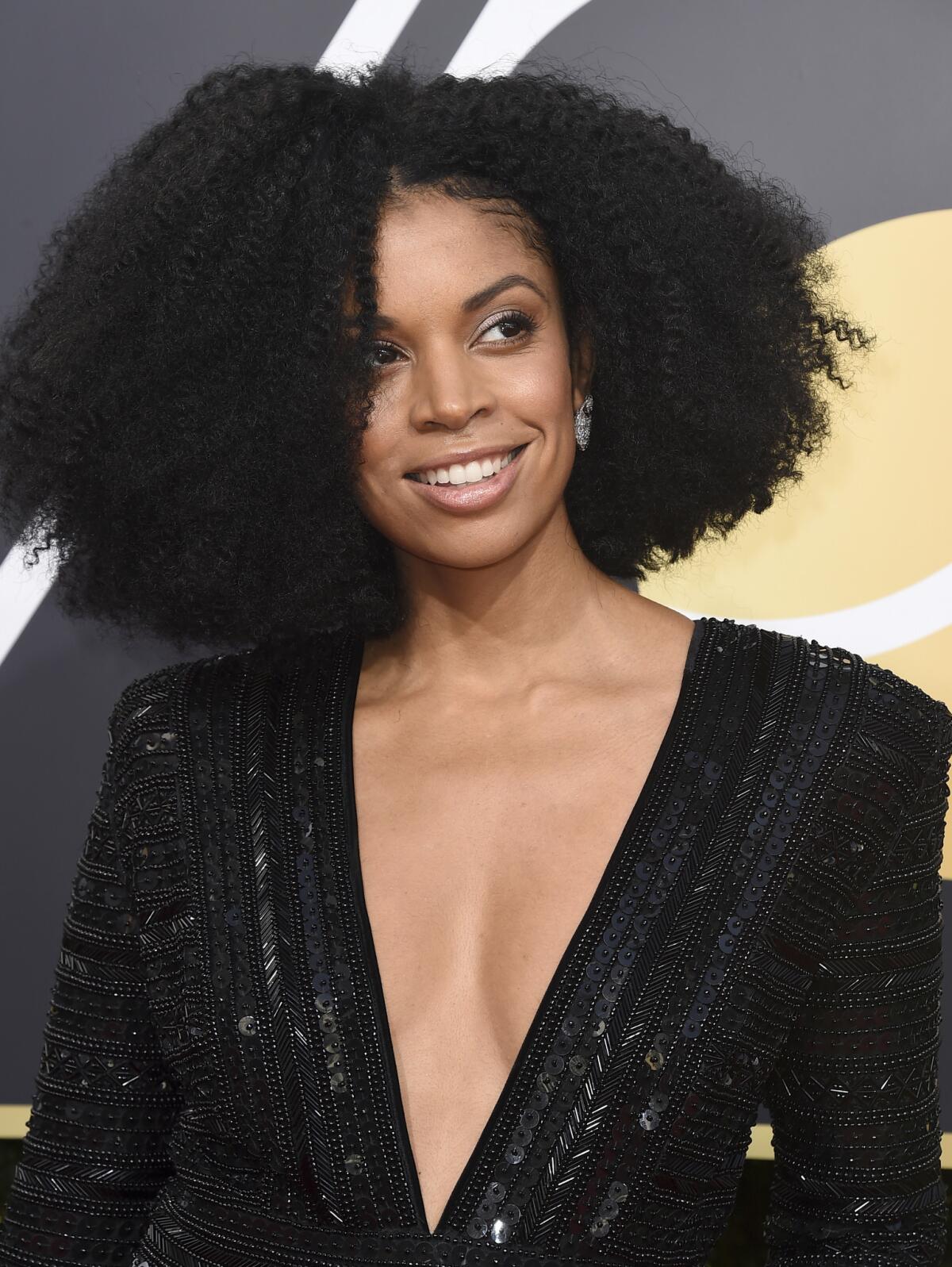 "This Is Us" star Susan Kelechi Watson arrives at the 75th Golden Globe Awards at the Beverly Hilton.